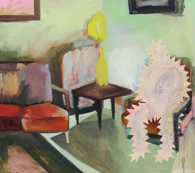 Rakkauden Lähettiläs Odottamassa, 2024, oil and acrylic on canvas, 89cm x 100cm, photo: Virppi Sysilehto