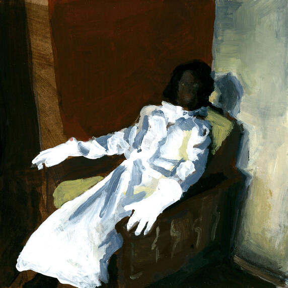 Mrs. Collins, 2023, acrylic on board, 15cm x 15cm