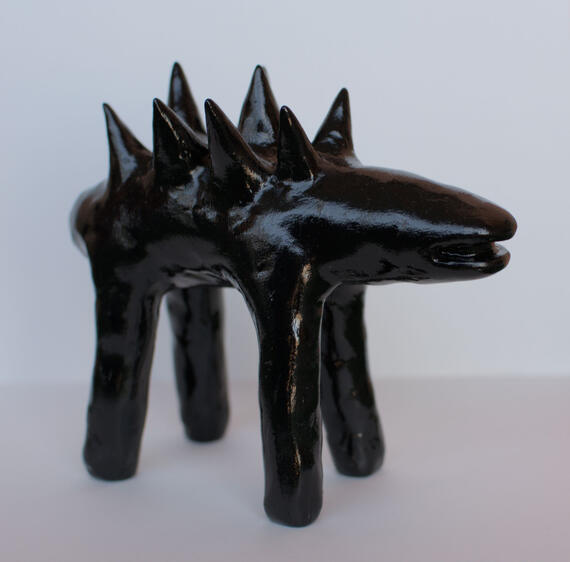 Eläin 1, 2025, polymer clay, paint and varnish, 12cm x 14cm x 5,5cm