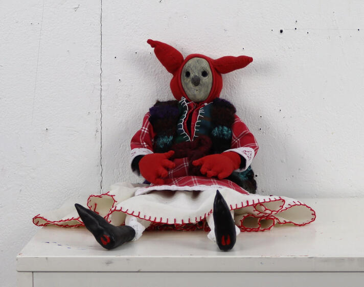 Doll, 2022, textile, polymer clay,